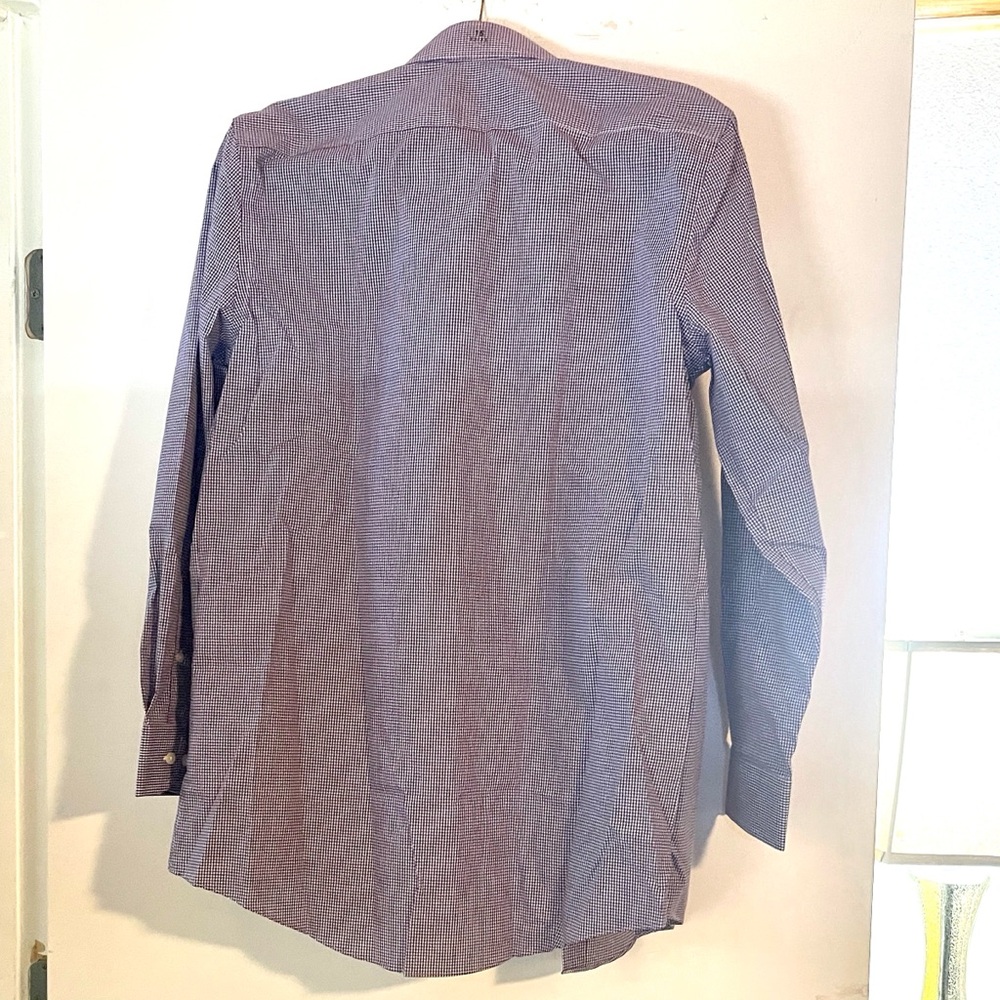 NWT Stafford Men's Fitted Blue and White Checkered Button Down Shirt 15 32-33 - Picture 6 of 7